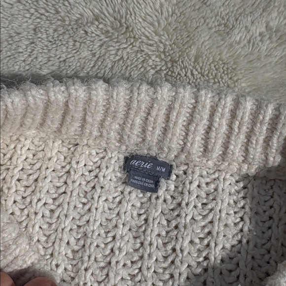 Aerie Oversized Knit Top – Size M | Neutral Cozy | Slouchy Fit - Picture 3 of 7